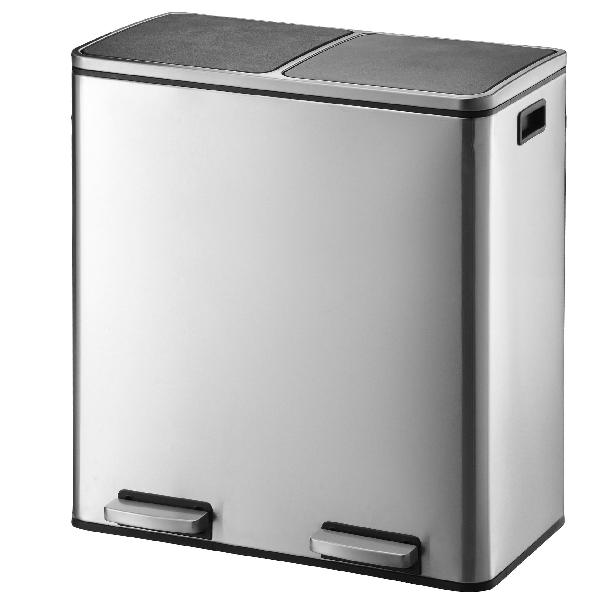 Poubelle de cuisine à pédale tri sélectif grande capacité 60L (2x30L) MAJOR en acier Inox - REDDECO.com