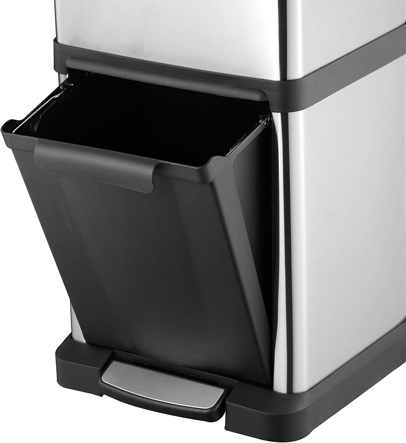 Poubelle verticale à pédale tri sélectif 34L 2 compartiments (16+18L) OSLO acier Inox - REDDECO.com