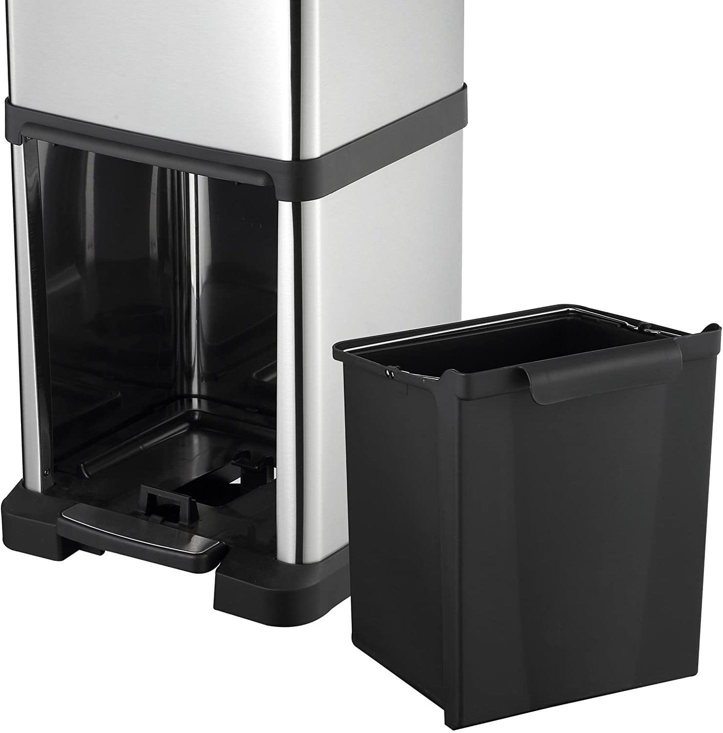 Poubelle verticale à pédale tri sélectif 34L 2 compartiments (16+18L) OSLO acier Inox - REDDECO.com