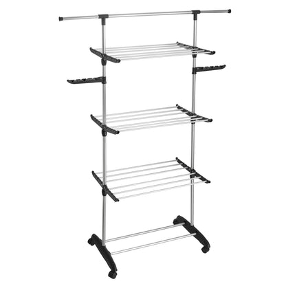 Séchoir à linge étendoir multifonction 18M ULTIMA 3 niveaux Noir et inox - REDDECO.com
