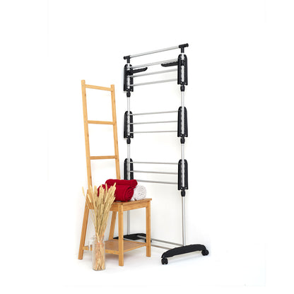 Séchoir à linge étendoir multifonction 18M ULTIMA 3 niveaux Noir et inox - REDDECO.com