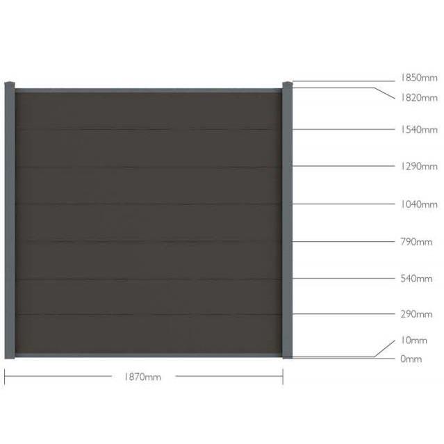 Kit clôture jardin panneaux occultant en bois composite et aluminium - Set de base + 3 extensions : longueur 7.55m