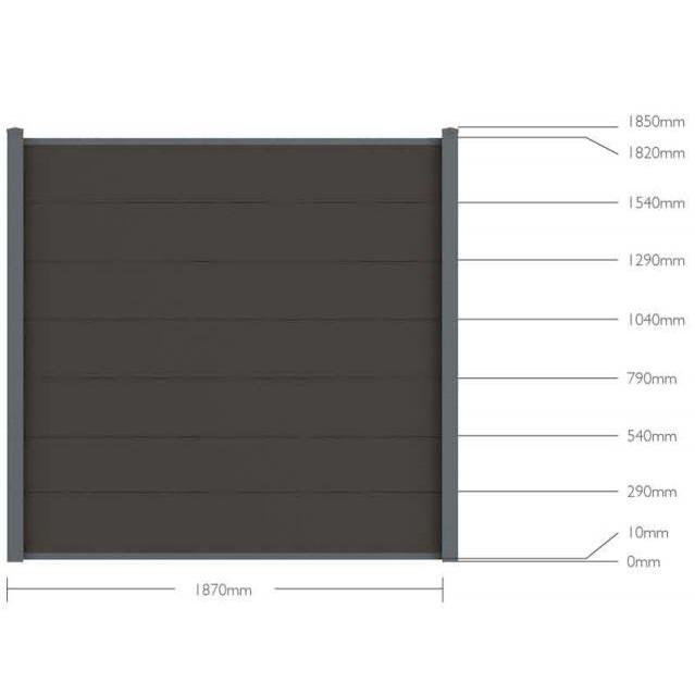 Kit clôture jardin panneaux occultant en bois composite et aluminium - Set de base + 5 extensions : longueur 11.29m